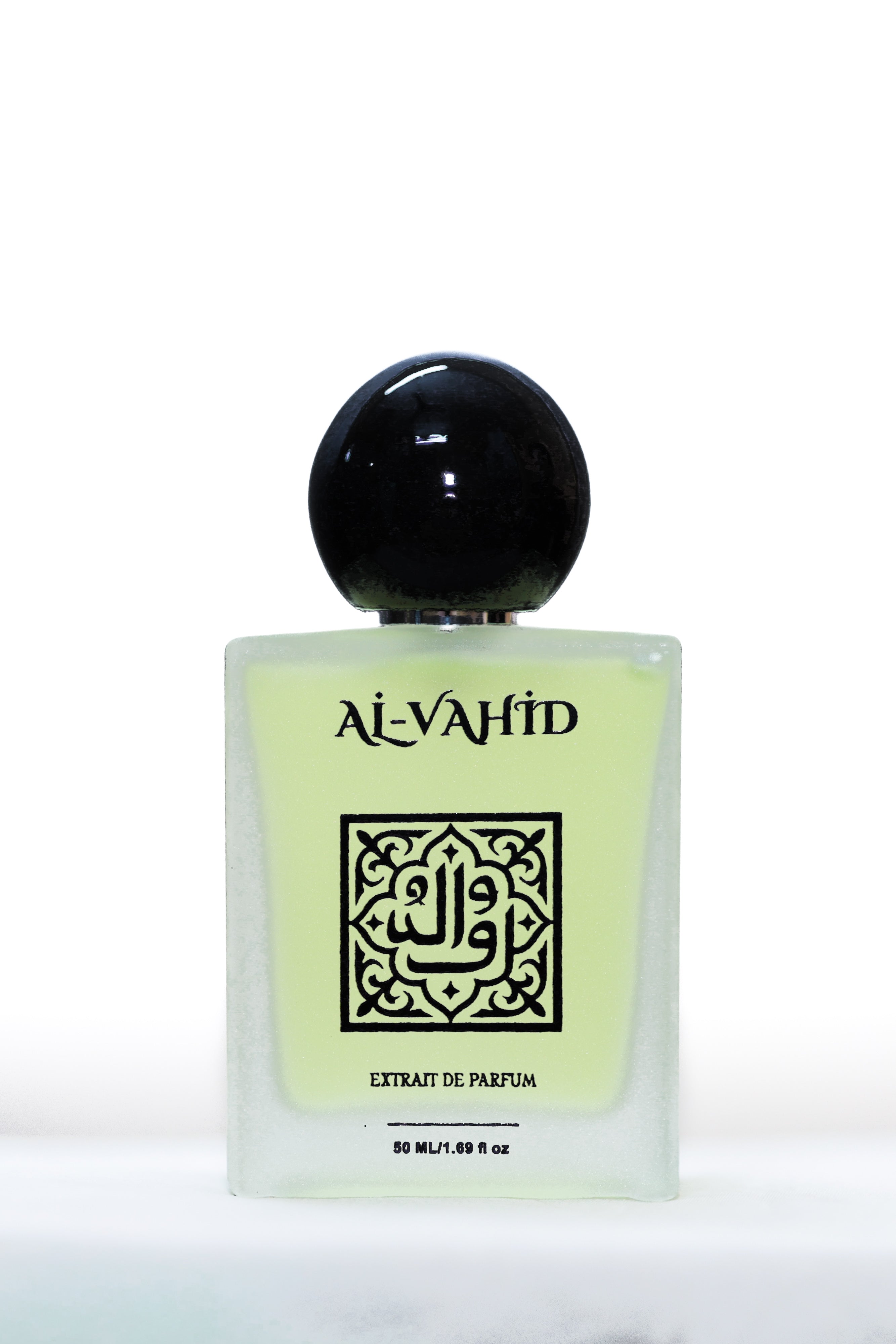 Perfume bottle labeled 'Al-Vahid' on a white background