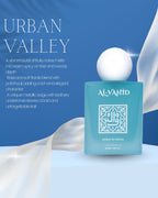 Perfume bottle with packaging labeled 'Al-VAHID' on a blue and white background